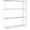 Nexel® Chrome, 4 Tier, Wire Shelving Add-On Unit, 72"W x 18"D x 86"H