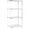 Nexel® Chrome, 4 Tier, Wire Shelving Add-On Unit, 42"W x 24"D x 74"H