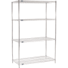Nexel® Chrome, 4 Tier, Wire Shelving Starter Unit, 48"W x 24"D x 86"H