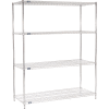 Nexel® Chrome, 4 Tier, Wire Shelving Starter Unit, 60"W x 24"D x 86"H