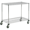 Nexel® Adjustable Chrome Wire Shelf Cart w/2 Shelves, 800 Ib. Capacity, 60"L x 18"W x 40"H