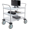 Nexel® Chrome Wire Shelf Instrument Cart 36x24 3 Shelves 1200 Lb. Capacity