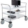 Nexel® Chrome Wire Shelf Instrument Cart w/3 Shelves, 1200 Ib. Capacity, 48"L x 24"W x 44"H