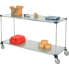 Nexel® Adjustable Shelf Cart w/2 Shelves, 800 lb. Capacity, 72"L x 24"W x 40"H, Silver