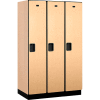 Salsbury 1-Tier 3 Door Extra Wide Wood Locker, 45"W x 21"D x 76"H, Maple, Partially Assembled