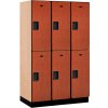 Salsbury 2-Tier 6 Door Extra Large Wood Locker, 45 « L x 21 » P x 76 » H, Cerisier, partiellement assemblé