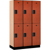 Salsbury 2-Tier 6 Door Extra Large Wood Locker, 45 « L x 18 » P x 76 » H, Cerisier, partiellement assemblé