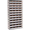 Global Industrial™ Steel Open Shelving with 48 Corrugated Shelf Bins 13 Shelves - 36x18x73