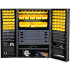 Durham Heavy Duty Work Bin Cabinet DCBDLP724RDR Deep Pocket Door - 4 Drawers 72 Yellow Bins 48x24x78