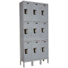 Hallowell® 3-Tier 9 Door Maintenance-Free Quiet Locker, 12"Wx12"Dx24"H, Gray, Unassembled