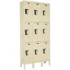 Hallowell® 3-Tier 9 Door Maintenance-Free Quiet Locker, 12"Wx18"Dx24"H, Tan, Unassembled
