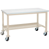 Global Industrial 60"W x 36"D Mobile Lab Workbench - Plastic Laminate Square Edge - Tan