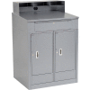 Global Industrial™ Cabinet Shop Desk w / Riser &2 Armoires, 34-1/2"W x 30"D, Gris