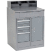 Global Industrial™ Cabinet Shop Desk w / Riser &4 Tiroirs, 34-1/ 2 « W x 30"D, Gris