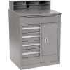 Global Industrial™ Cabinet Shop Desk w / Riser &5 Tiroirs, 34-1/ 2 « W x 30"D, Gris