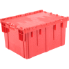 Global Industrial Plastic Attached Lid Shipping & Storage Container 28-1/8x20-3/4x15-5/8 Red