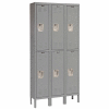 Hallowell® 2-Tier 6 Door Premium Locker, 36"L x 18"P x 66"H, Gris foncé, Assemblé