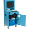 Global Industrial™ Mobile Powered LCD Computer Cabinet, batterie 100AH, bleu, non assemblé