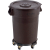 Global Industrial™ Plastic Trash Can avec Lid & Dolly - 32 gallon Brown