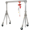 Grue de portique en aluminium de hauteur réglable, 10'W x 10'-12'6"H, roulettes pneumatiques 1500 lb