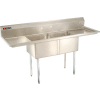 Aero Manufacturing Company® AF2-2424-24LR Two Bowl SS Sink, Right and Left Side Drainboard