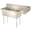 Aero Manufacturing Company® AF2-1818-18R Two Bowl SS Sink, 18 x 18, Right Sided Drainboard