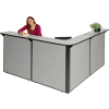 Interion® Station de réception en forme de L, 80"W x 80"D x 44"H, Gray Counter, Gray Panel