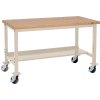 Global Industrial™ Mobile Workbench, 48 x 30 », Pied tubulaire carré, Shop Top Safety Edge, Tan
