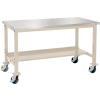Global Industrial™ Mobile Lab Workbench w / Stainless Steel Square Edge Top, 60"W x 30"D, Tan