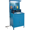 Global Industrial™ Cabinet Shop Desk avec Pegboard, Riser &Top Shelf, 34-1/2"W x 30"D, Bleu