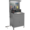 Global Industrial™ Cabinet Shop Desk avec Pegboard, Riser &Top Shelf, 34-1/2"W x 30"D, Gris