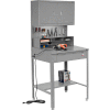 Global Industrial™ Flat Surfaced Shop Desk w / Cabinet &Pegboard, 34-1/2"W x 30"D, Gris