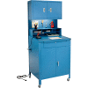 Global Industrial™ Mobile Cabinet Shop Desk w / Upper Cabinet, 34-1/2"W x 30"D, Bleu