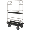 Glaro Bellman Condo Cart 40x25 Satin Aluminim Black Carpet, 4 Rubber Wheels