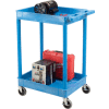 Luxor® BUSTC11BU Blue 2 Shelf Tray Shelf Plastic Cart 24 x 18