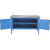 Banc d’armoire de sécurité industrielle™ mondiale avec plateau carré en acier inoxydable, 72 « L x 30 » P, bleu