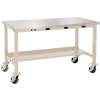 Global Industrial™ 60x30 Mobile Production Workbench Power Apron Stainless Steel Square Edge TN