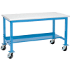 Global Industrial™ Mobile Workbench, 60 x 30 », Pied tubulaire carré, Bord de sécurité stratifié, Bleu