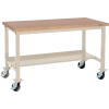 Global Industrial™ Mobile Workbench, 48 x 30 », Pied tubulaire carré, Shop Top Square Edge, Tan