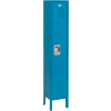 Global Industrial Single Tier 1 Dr Extra Wide Locker, Recessed,15"Wx18"Dx72"H,Blue,Unassembled