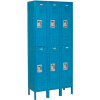Global Industrial™ Infinity® 2-Tier 6 Door Locker, 12"Wx15"Dx36"H, Blue, Unassembled