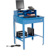 Global Industrial Shop Desk - Pigeonhole Riser 34-1/2"W x 30"D x 38"H Sloped Surface - Blue