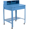 Global Industrial™ Sloped Mobile Shop Desk w / Pigeonhole Riser, 34-1/2"W x 30"D, Bleu