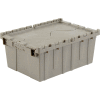Global Industrial™ Plastic Attached Lid Shipping & Storage Container 21-7/8x15-1/4x9-11/16 Gray