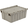 Global Industrial Plastic Attached Lid Shipping & Storage Container 21-7/8x15-1/4x9-11/16 Gray