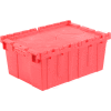 Global Industrial Plastic Attached Lid Shipping & Storage Container 21-7/8x15-1/4x9-11/16 Red