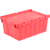 Global Industrial™ Plastic Attached Lid Shipping - Conteneur de stockage 21-7/8x15-1/4x9-11/16 Rouge