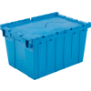 Global Industrial™ Plastic Shipping/Storage Tote w/ Attached Lid, 21-7/8"x15-1/4"x12-7/8",Blue