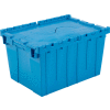 Global Industrial Plastic Shipping/Storage Tote w/ Attached Lid, 21-7/8"x15-1/4"x12-7/8",Blue
