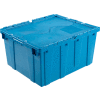 Global Industrial™ Plastic Attached Lid Shipping - Conteneur de stockage 23-3/4x19-1/4x12-1/2 Bleu